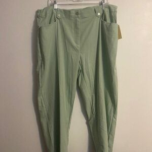 Selena Sport Seafoam Green Linen Blend crop pants, size 2X
